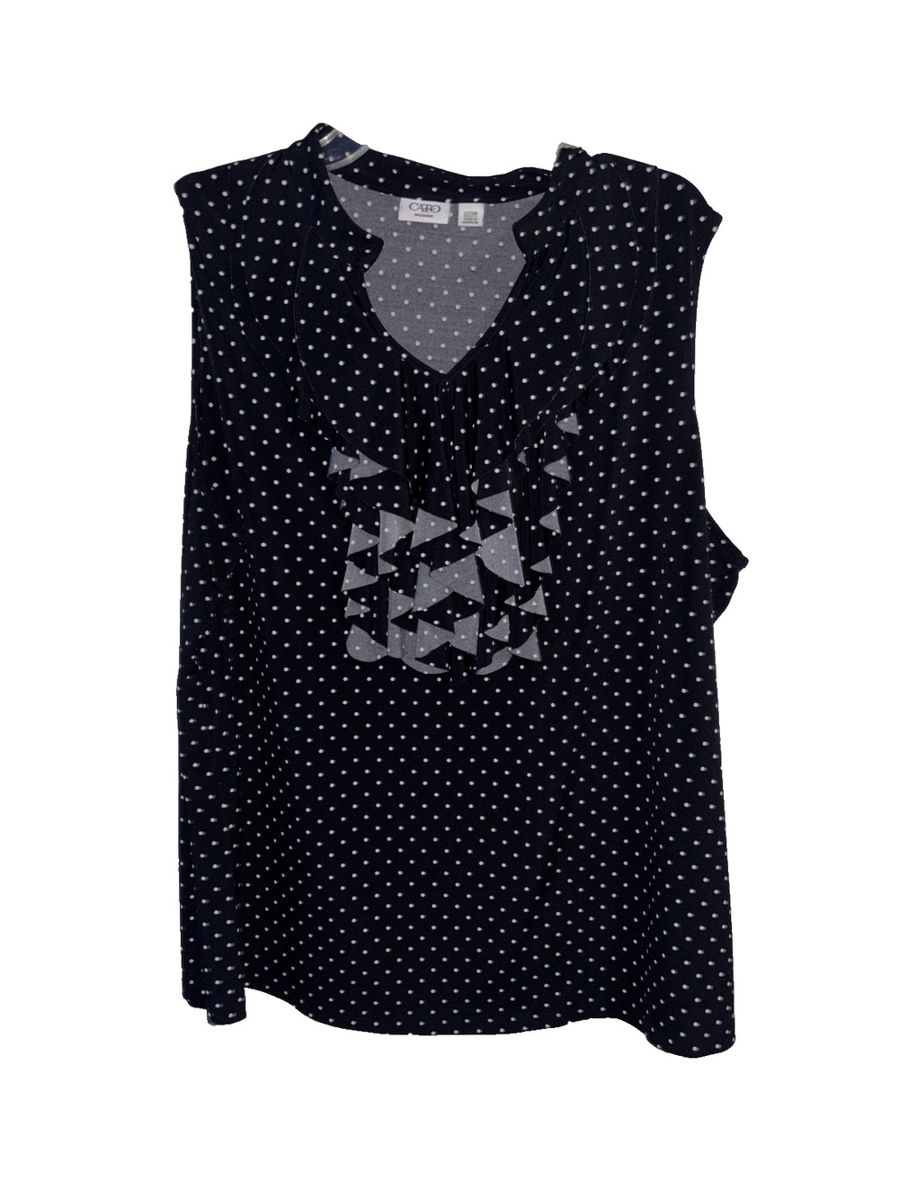 Cato Woman Black White Polka Dot Ruffle Sleeveless Blouse Top Women 22/24W